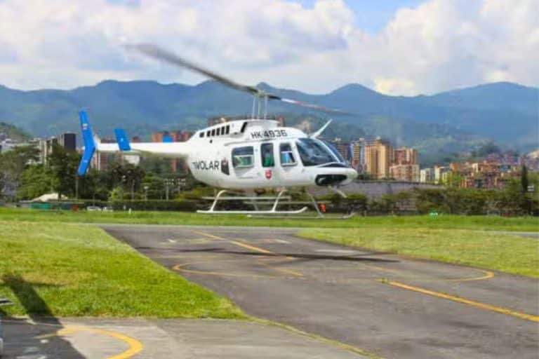 Helicopter ready for a city tour in Medellin