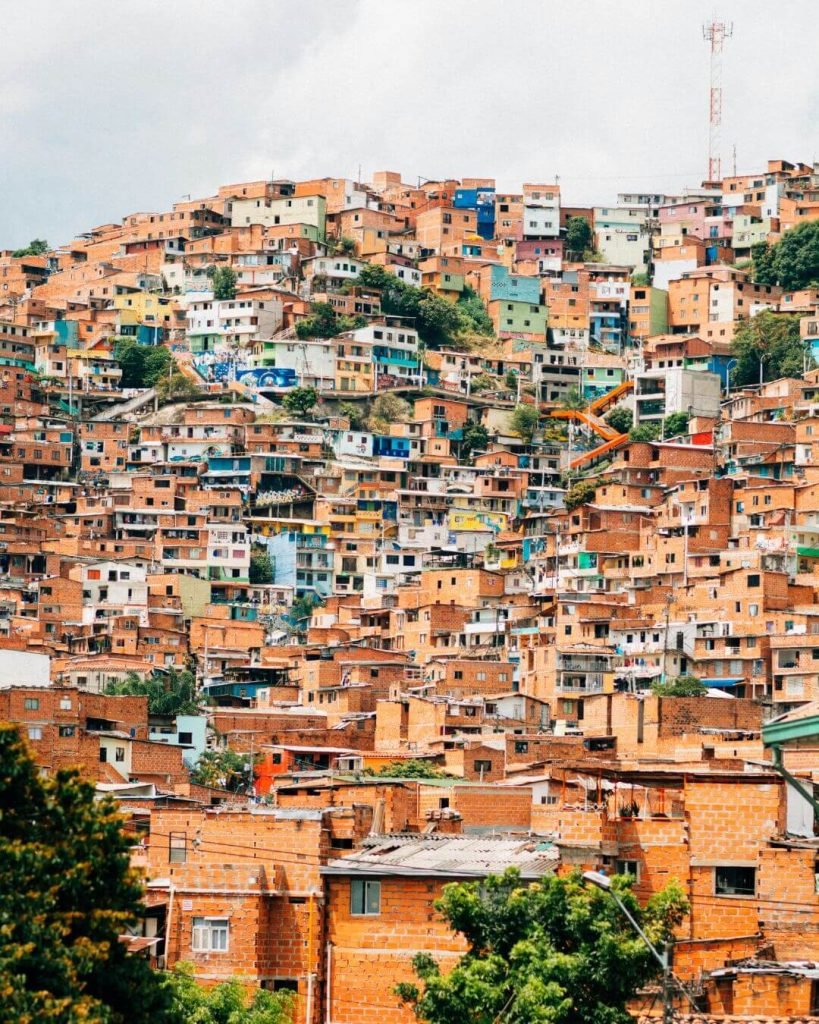 Panoramic view of Medellin from Comuna 13 rooftop